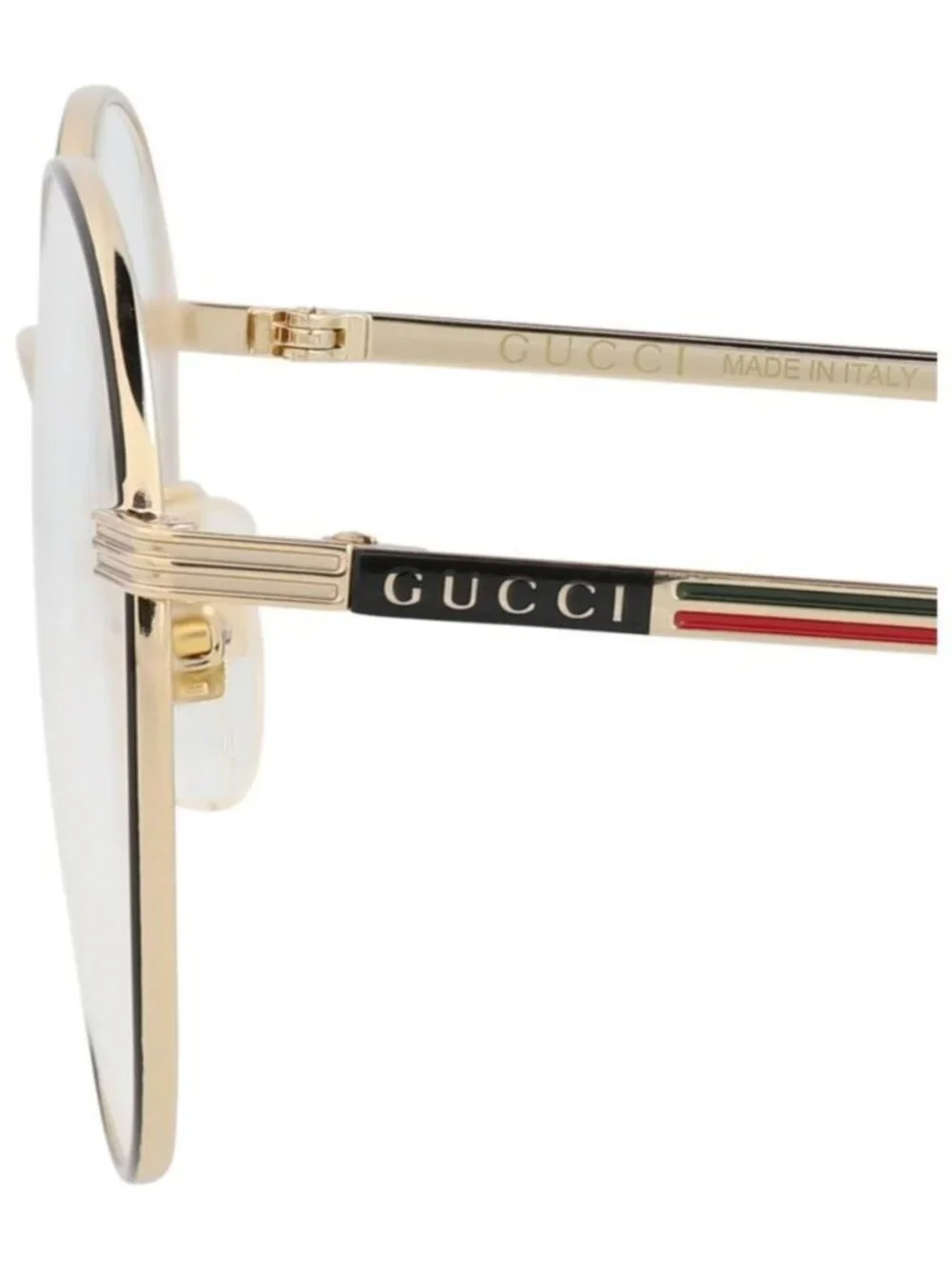 New Gucci Mens Round/Oval Black Gold Transparent Fashion Designer Eyeglasses